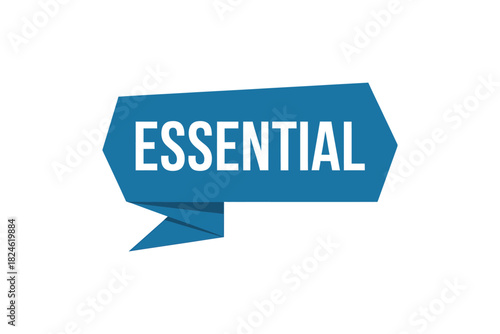 Blue ribbon banner with the word essential