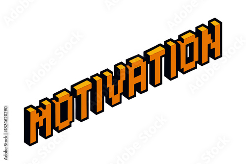 Isometric 3d retro text design with bold orange motivation theme