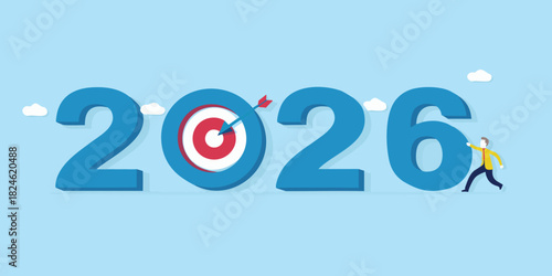 Man reaching for the bullseye of 2026 goals