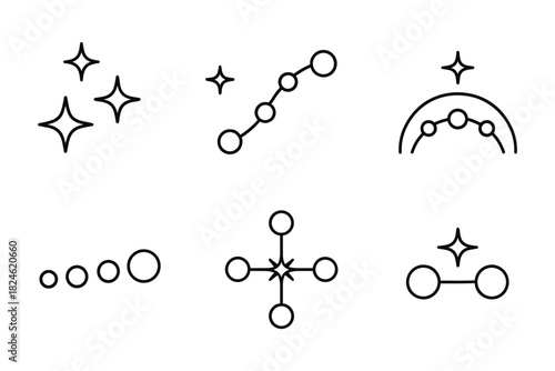 Minimalist geometric symbols and constellation line art