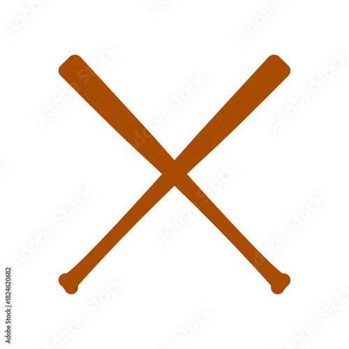 Crossed Wooden Baseball Bats Vector Illustration for Sports and Team Competition Design