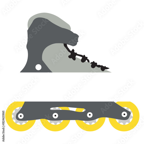 Grey Inline Skate Rollerblade Vector Illustration for Skating Sport and Leisure