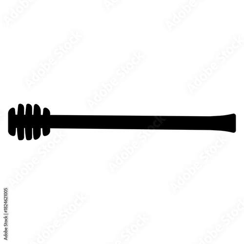 Black Honey Dipper Stick Silhouette Icon for Beekeeping and Food Design