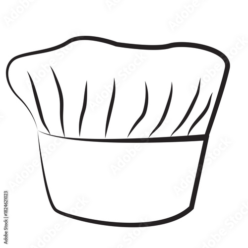 Tall Chef Hat Toque Outline Sketch for Culinary and Cooking Concepts