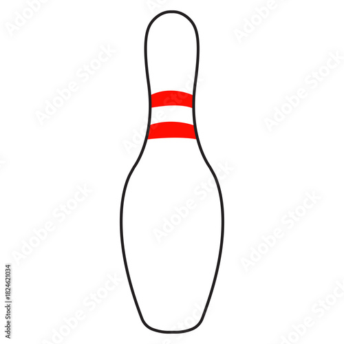 Classic Bowling Pin with Red Stripes Vector Illustration for Sports Design