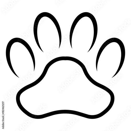 Simple Dog Paw Print Outline Icon for Pet and Animal Lover Concepts