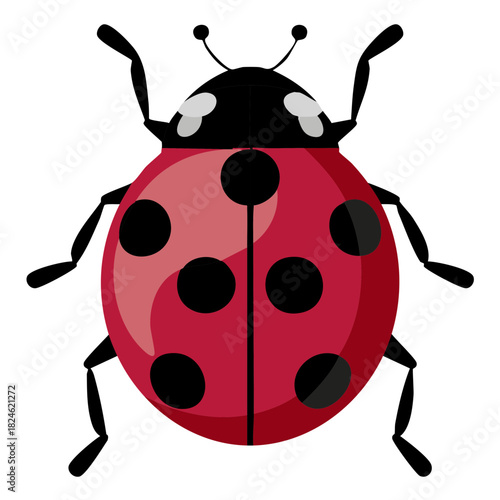 Cute Red Ladybug Beetle Vector Illustration for Nature and Spring Design