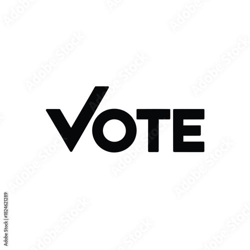 Bold vote text with checkmark graphic