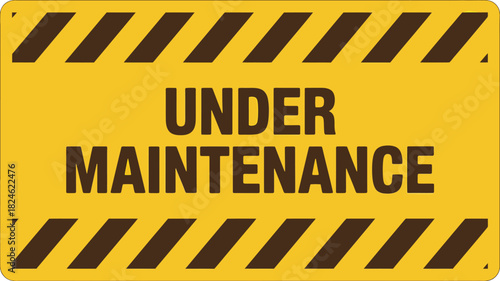 Yellow sign warning of under maintenance work