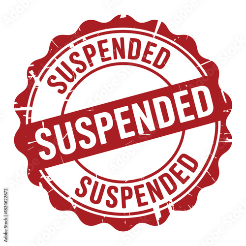 Red and white suspended stamp seal of approval