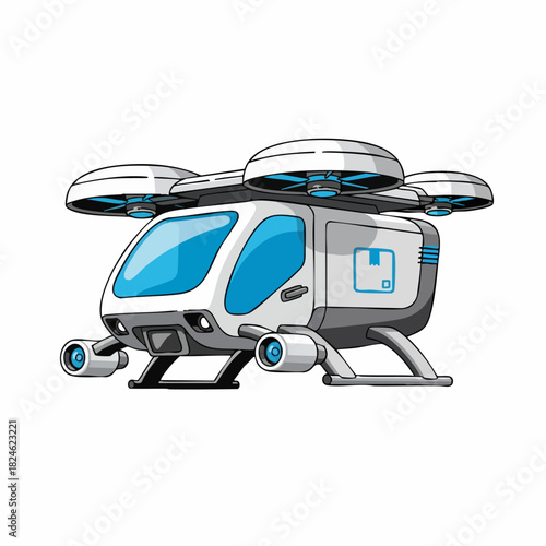 Futuristic autonomous delivery drone for modern logistics and e-commerce.