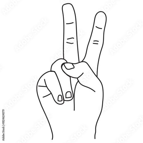 Back of Hand Showing Peace Sign Gesture Outline Icon for Victory and Success