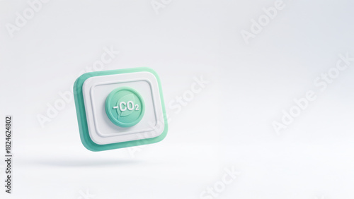 -CO2 Carbon Capture Credit Icon in Minimalist Soft Neumorphic 3D Design	