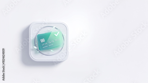 Credit Card Contactless Payments  Icon in Minimalist Soft Neumorphic 3D Design	