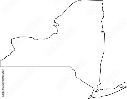 New York USA State Map Outline, Editable Vector EPS, Blank Printable Map
