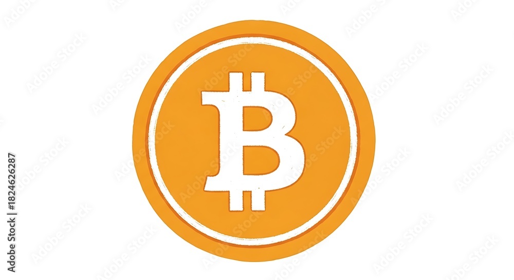 Fototapeta premium Orange bitcoin symbol cryptocurrency digital coin icon