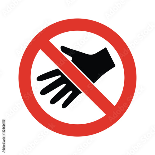 Do not touch sign red circle with hand icon