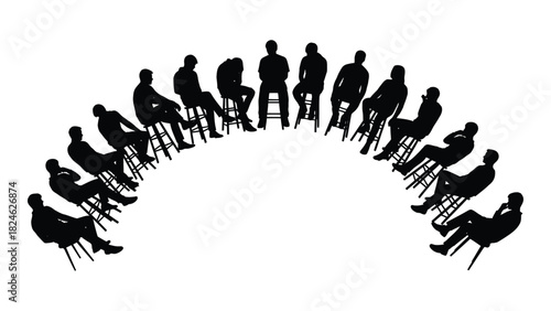 Group discussion silhouette isolated on white background, Vector