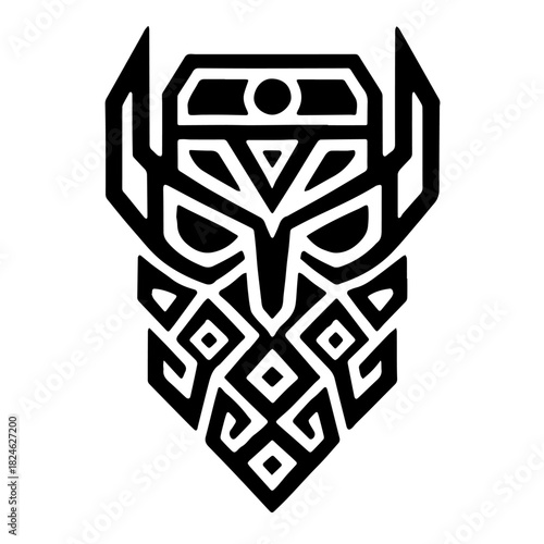 Black & white vector silhouette of Cyberpunk Mask  on white background