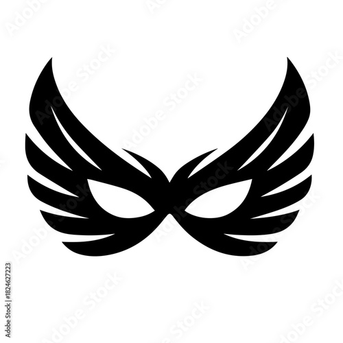 Black & white vector silhouette of Superhero Mask on white background