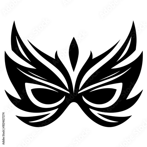 Black & white vector silhouette of Superhero Mask on white background
