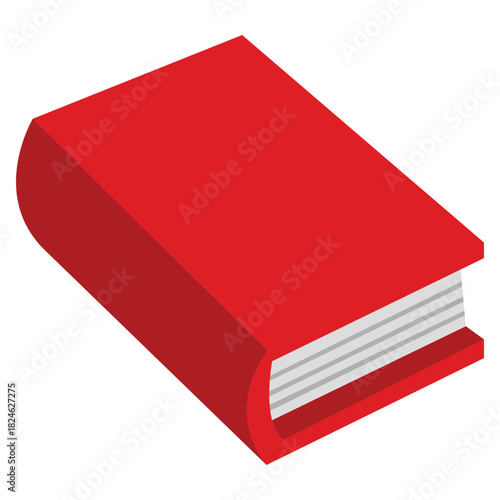 Closed Red Hardcover Book Isometric Vector Illustration for Education and Reading