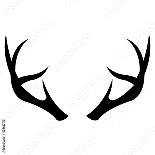 Black Silhouette of Deer Antlers for Hunting Wildlife and Nature Decoration Concepts
