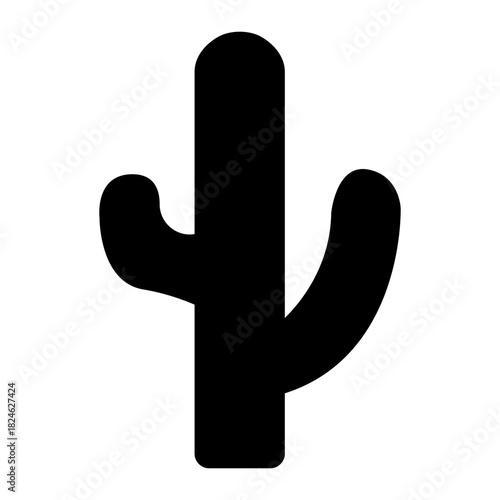 Black Silhouette of Saguaro Cactus Plant for Desert Landscape and Arizona Nature Concepts