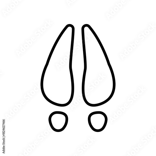 Deer Hoof Print Animal Track Outline Vector Illustration for Hunting and Nature Concepts