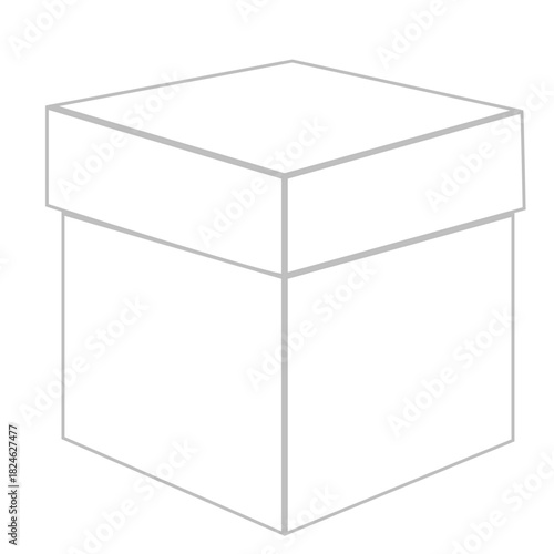 Simple 3D Cube Box Outline Wireframe Vector Illustration for Packaging and Geometry Concepts