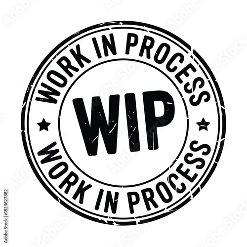 Work in progress stamp with wip text