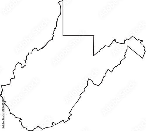 West Virginia USA State Map Outline, Editable Vector EPS, Blank Printable Map
