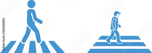 Pedestrian Crossing Crosswalk Road Sign Icon Vector
