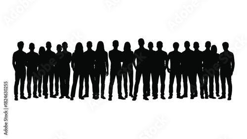 Diverse group of people silhouettes isolated on white background, Vector