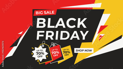 Vibrant promotional banner advertising a grand seasonal shopping event, highlighting generous savings of up to 70 percent off across a diverse product selection