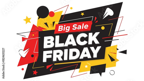 Special offer and discount promotional banner with abstract geometric shapes for a major shopping event