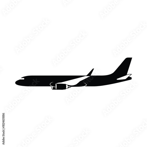 Silhouette of a modern jet airplane in flight