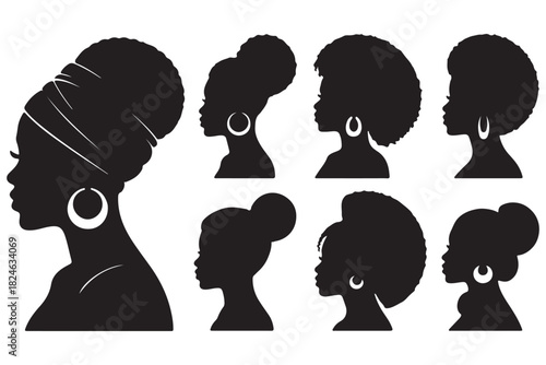 Black Woman Head Wrap Afro Silhouettes