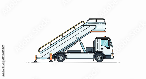 Airport Passenger Stair Truck Vehicle Illustration.