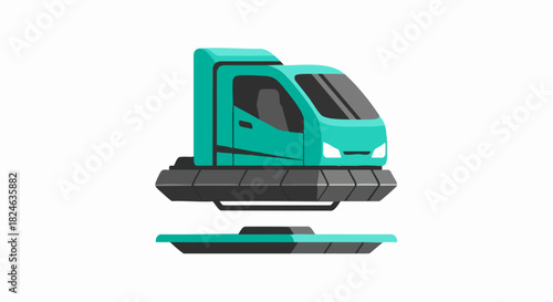 Futuristic Green Hovercraft Vehicle Concept Illustration on White Background.