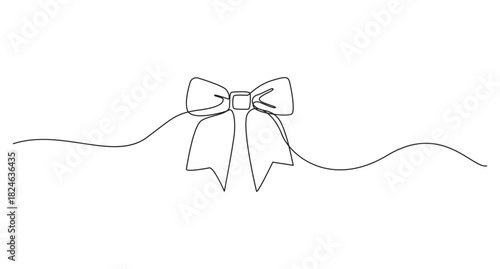 Single line art Bow Ribbon vector illustration,3