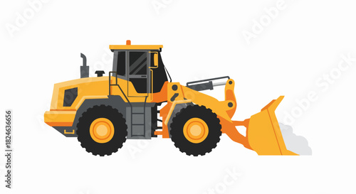 Heavy duty yellow front end loader construction vehicle.