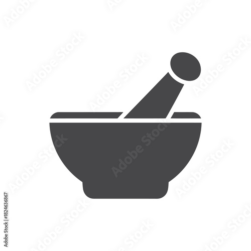 Mortar and pestle icon on White Background Vector Art Illustration on white background.