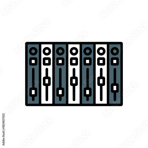 Audio Mixer Equalizer Line  Icon on White Background Vector Art Illustration on white background.