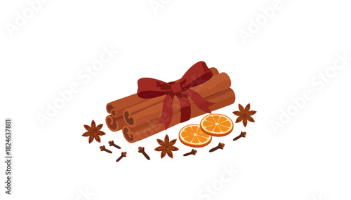 Cinnamon Spice Bundle with Orange Slices and Star Anise.