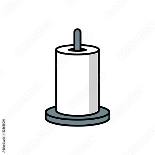 Paper Towel Holder  Icon on White Background Vector Art Illustration on white background.