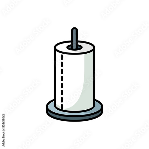 Paper Towel Holder  Icon on White Background Vector Art Illustration on white background.