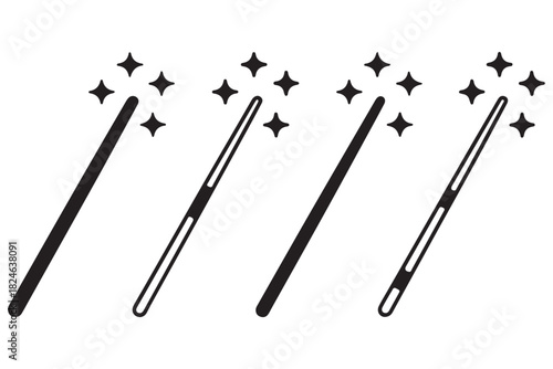Magic Wand Simple Line Icon Set