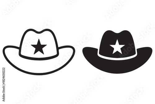 Cowboy Hat Star Outline Silhouette
