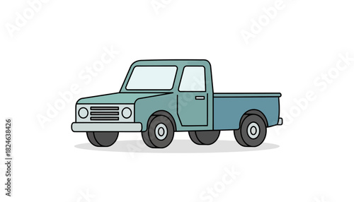 Simple blue pickup truck side view illustration.
